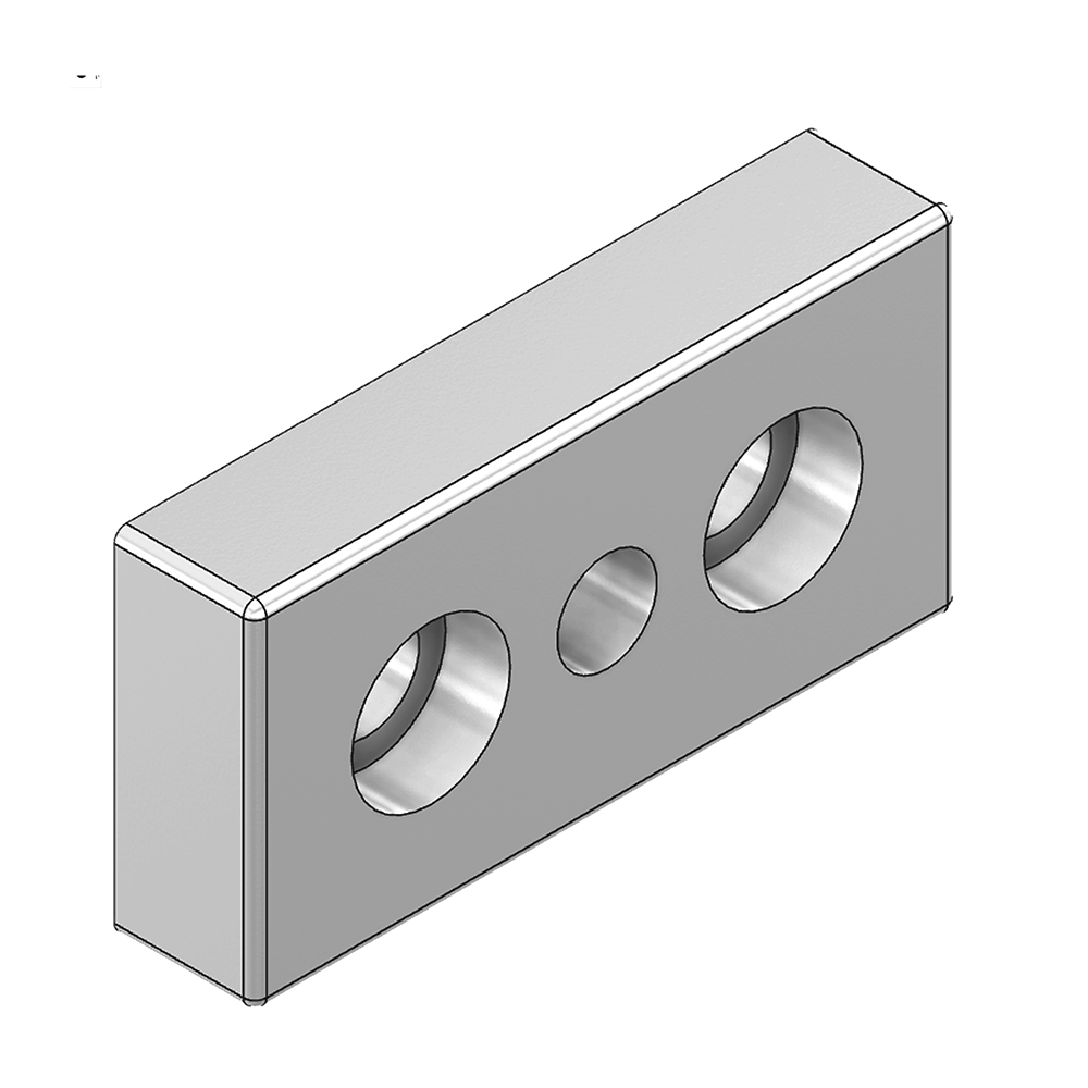 32-3060M10S-3 MODULAR SOLUTIONS FOOT & CASTER CONNECTING PLATE<BR>30MM X 60MM, M10 HOLE, SOLID ALUMINUM W/HARDWARE